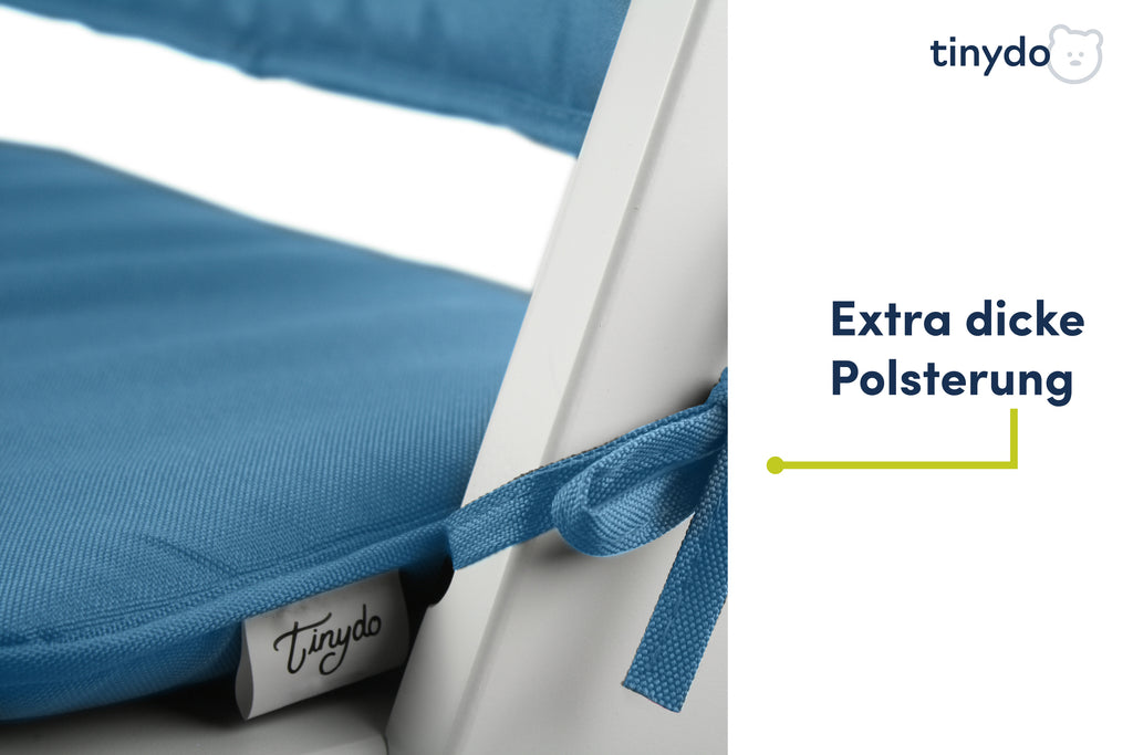 Extra dicke Polsterung des blauen Tinydo Sitzkissens passend für Hauck Alpha