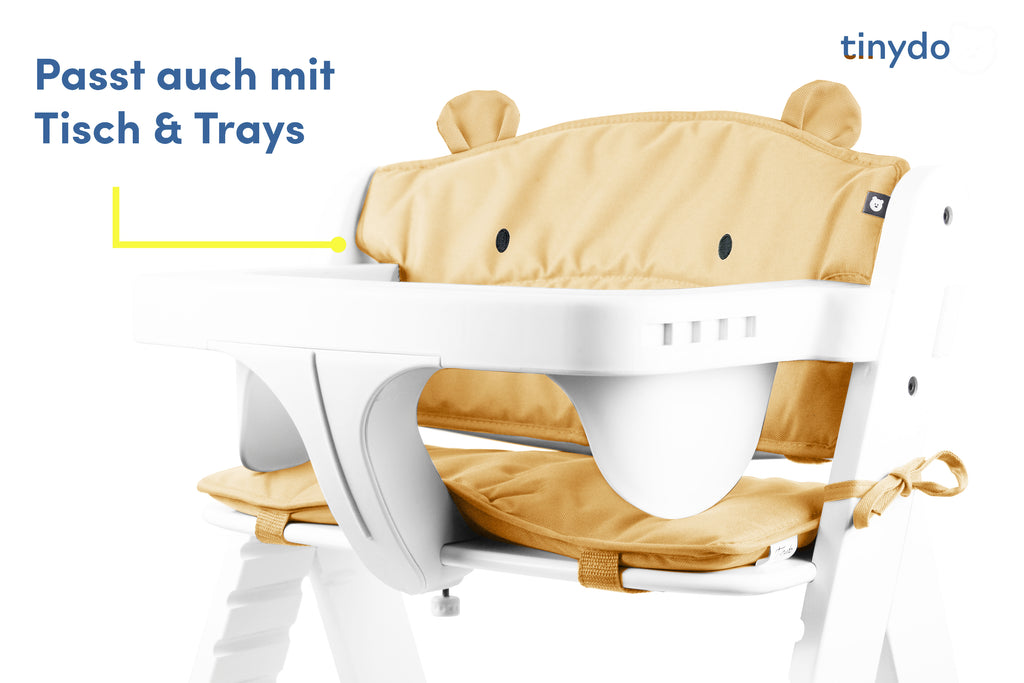 Tinydo Sitzkissen im Bärchendesign passend für Hauck Alpha mit Tisch und Tray