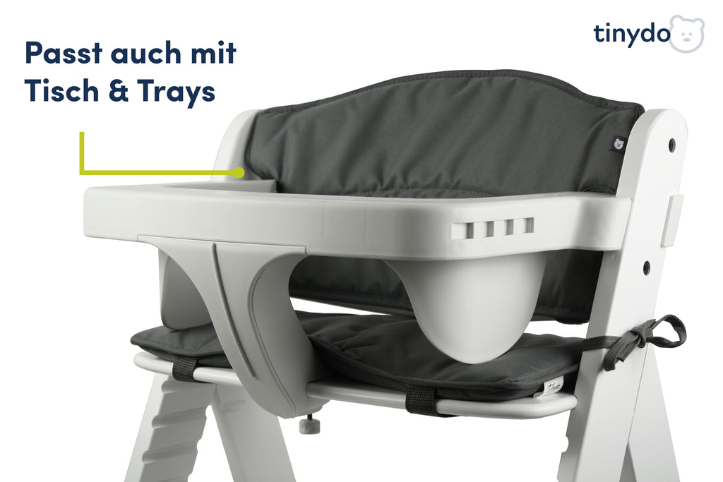 Tinydo Sitzkissen in Dunkelgrau passend für Hauck Alpha mit Tisch und Tray