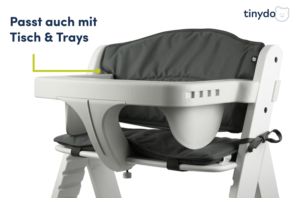 Tinydo Sitzkissen in Dunkelgrau passend für Hauck Alpha mit Tisch und Tray