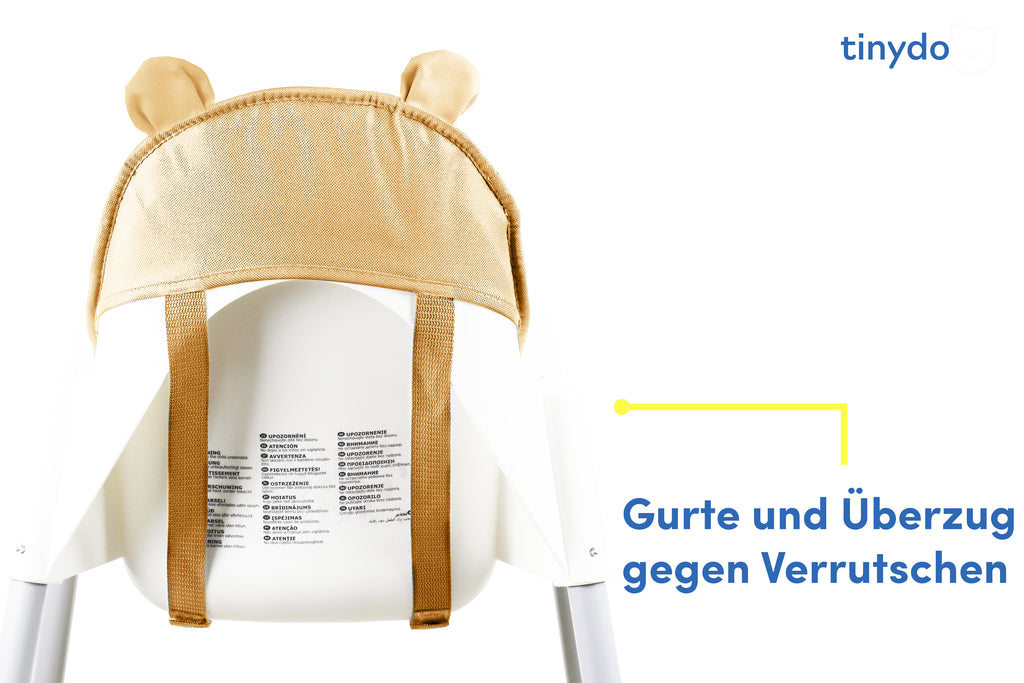 Gurte und Überzug gegen Verrutschen am Tinydo Sitzkissen im Bärchendesign passend für IKEA Antilop