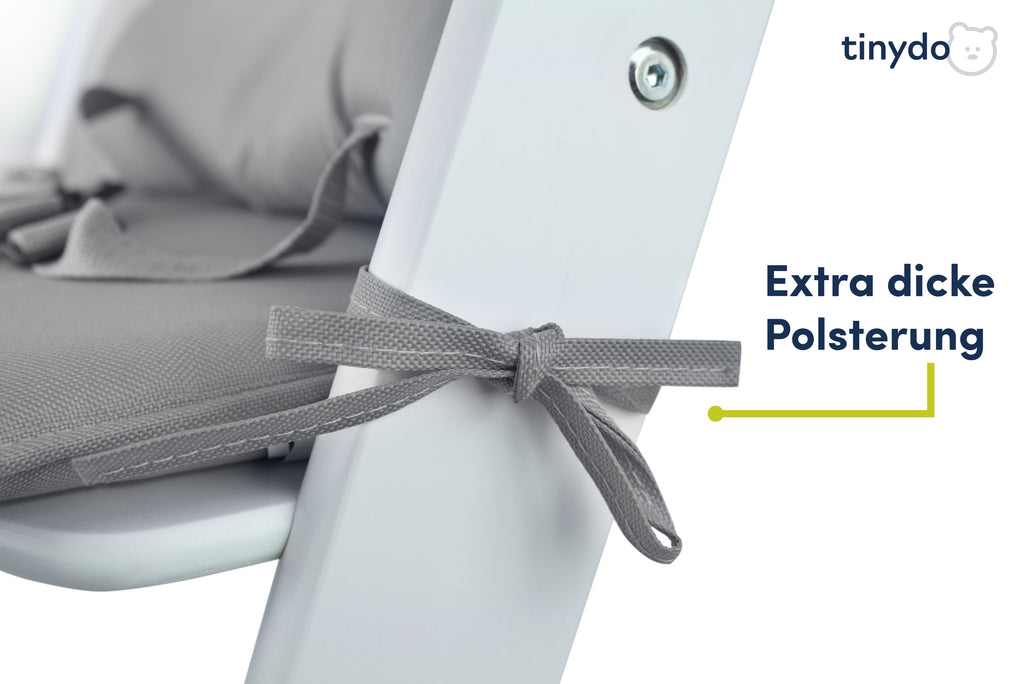 Extra dicke Polsterung des salbeigrauen Tinydo Sitzkissens passend für Safety 1st Timba