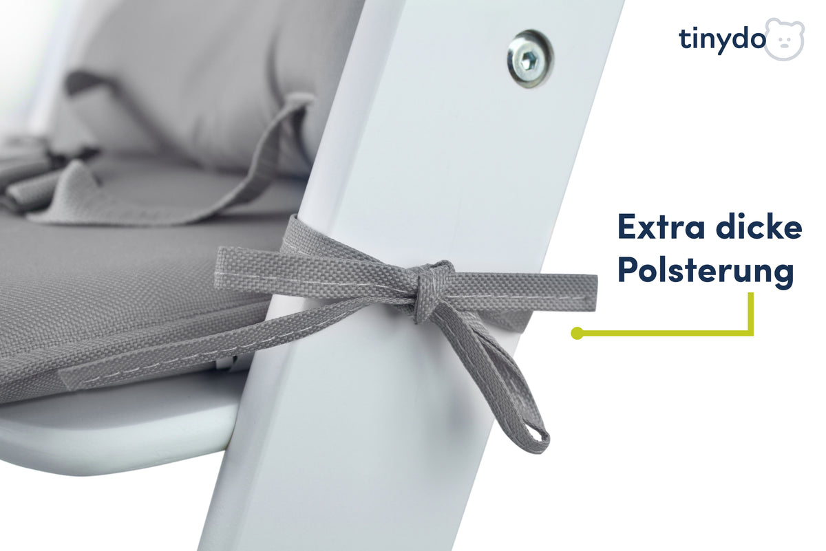 Extra dicke Polsterung des salbeigrauen Tinydo Sitzkissens passend für Safety 1st Timba