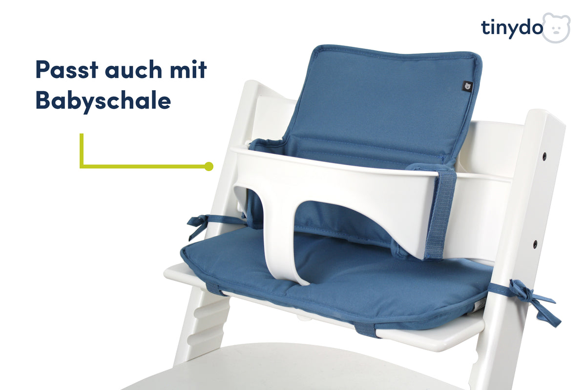 Tinydo Sitzkissen in Dunkelbau passend für Stokke Tripp Trapp mit Babyschale
