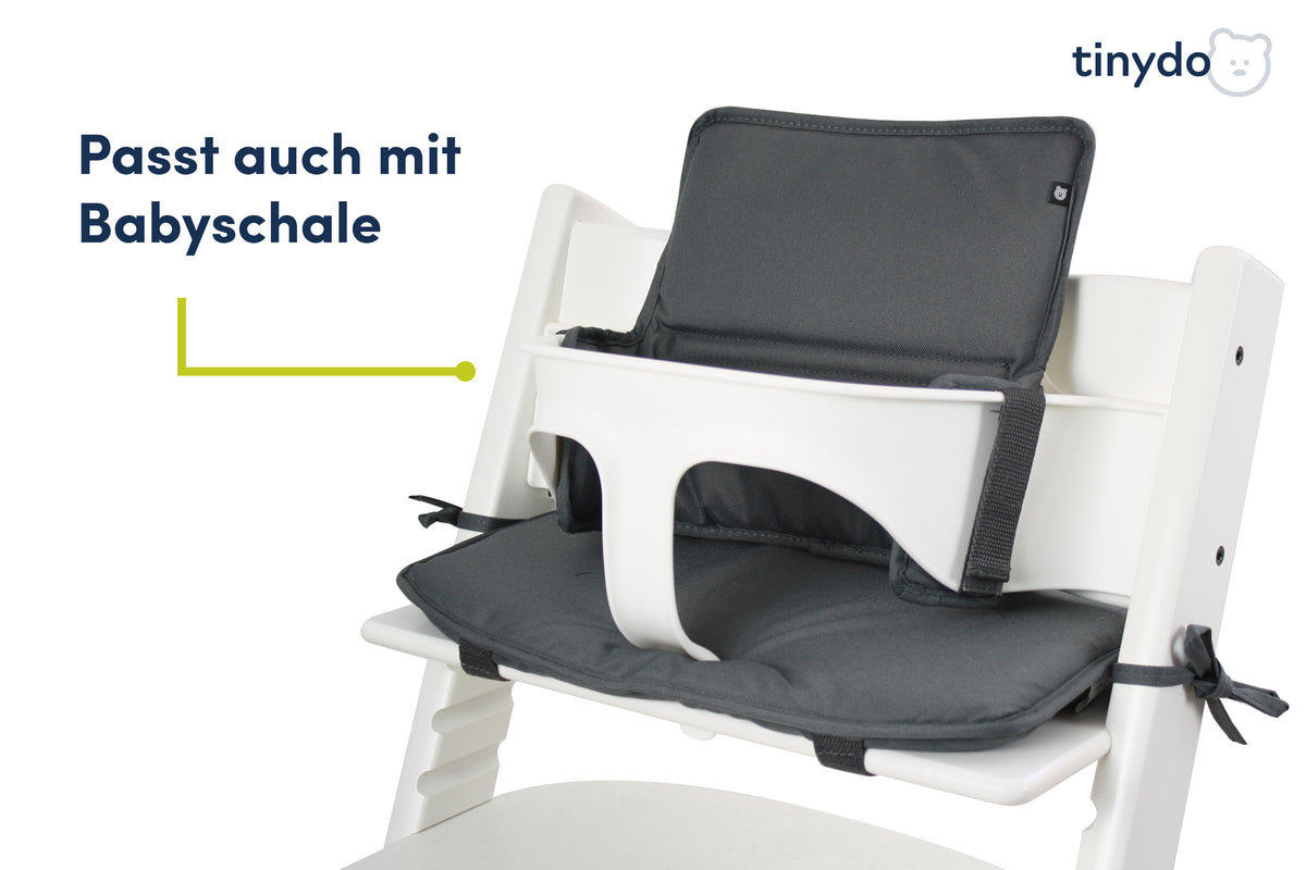 Tinydo Sitzkissen in Dunkelgrau passend für Stokke Tripp Trapp mit Babyschale