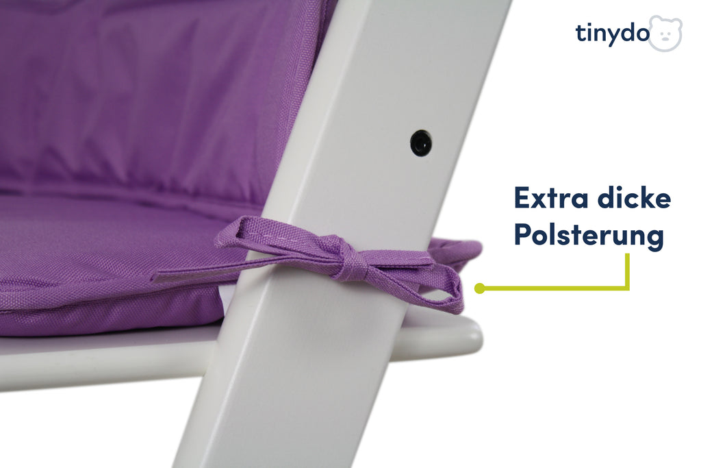 Extra dicke Polsterung des violetten Tinydo Sitzkissens passend für Stokke Tripp Trapp